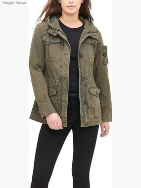 Lightweight Cotton Military Jacket with Hood